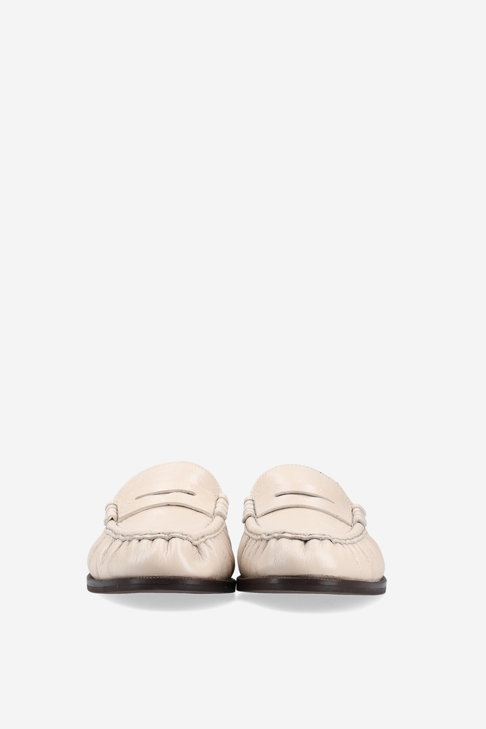 Wrinkle leather loafer mules