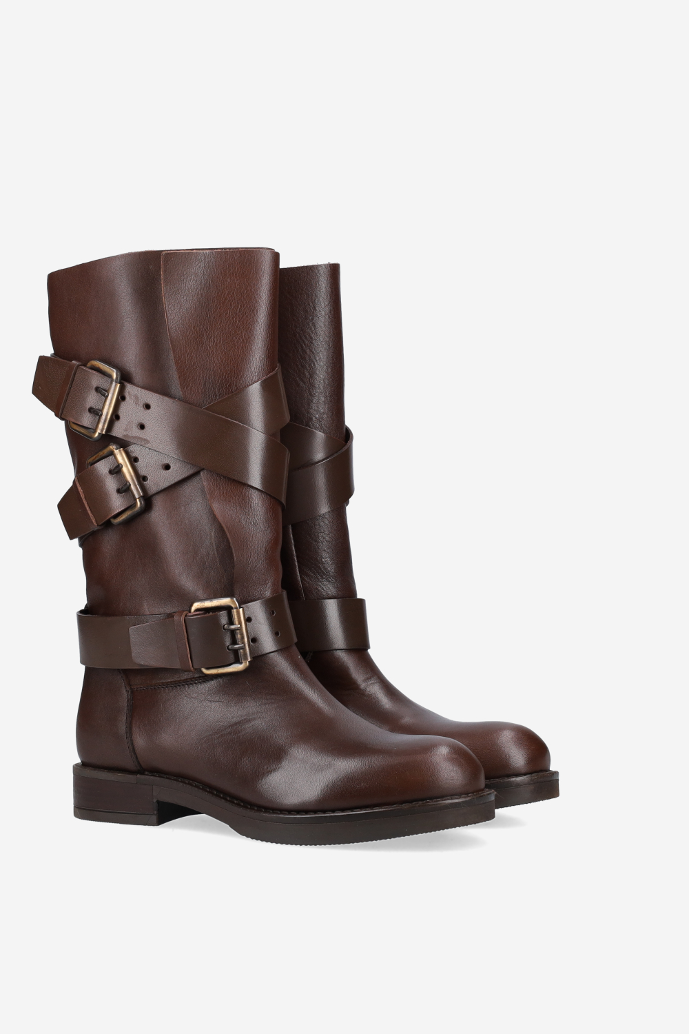 Buckled leather boots