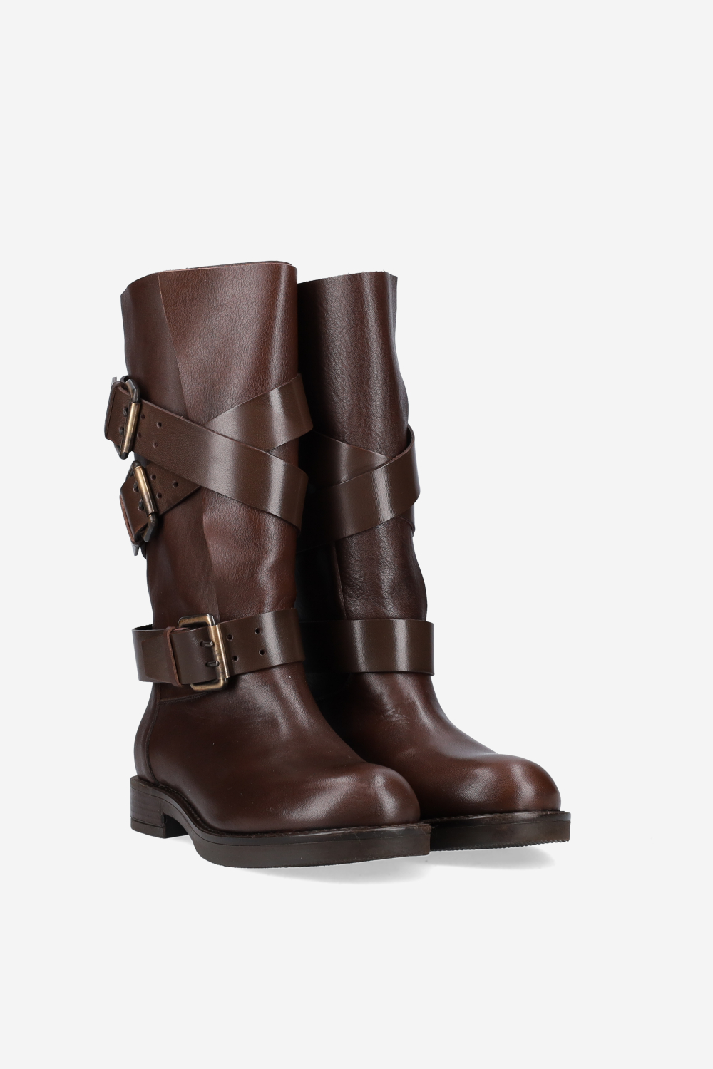 Buckled leather boots