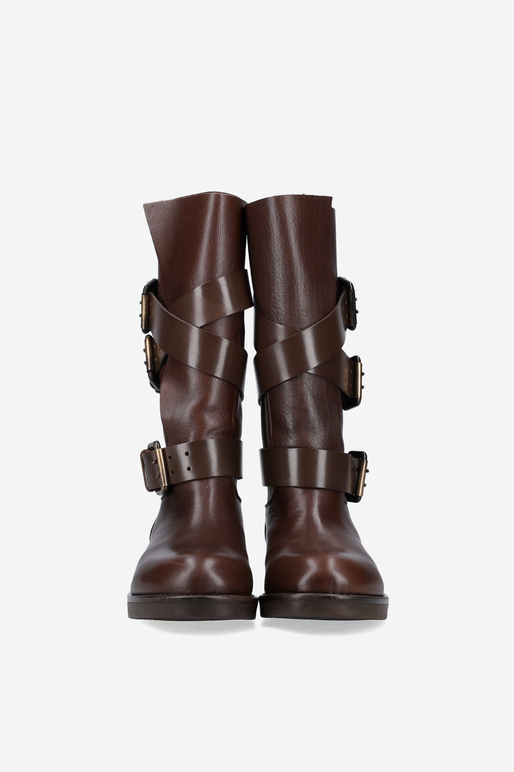 Buckled leather boots
