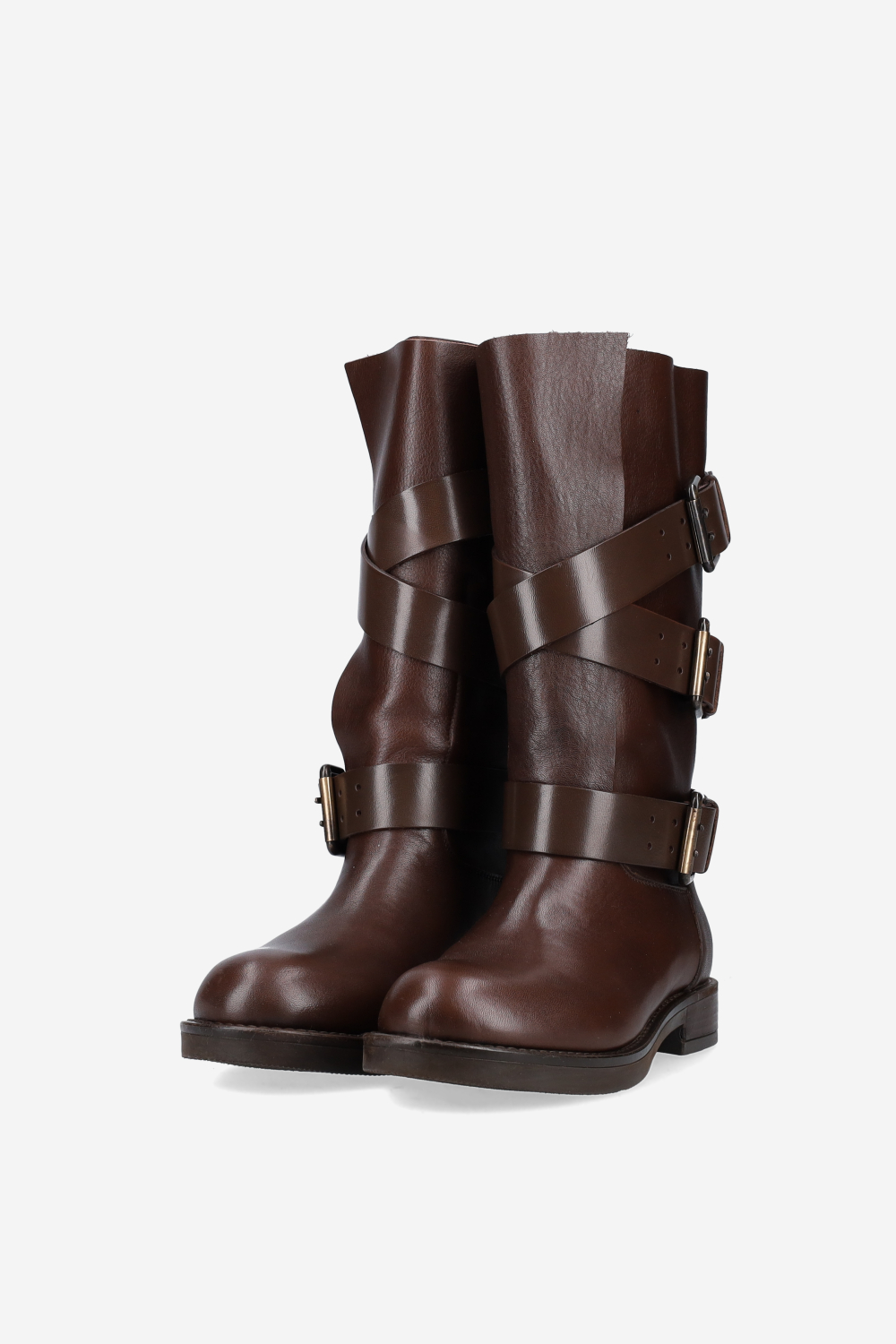 Buckled leather boots