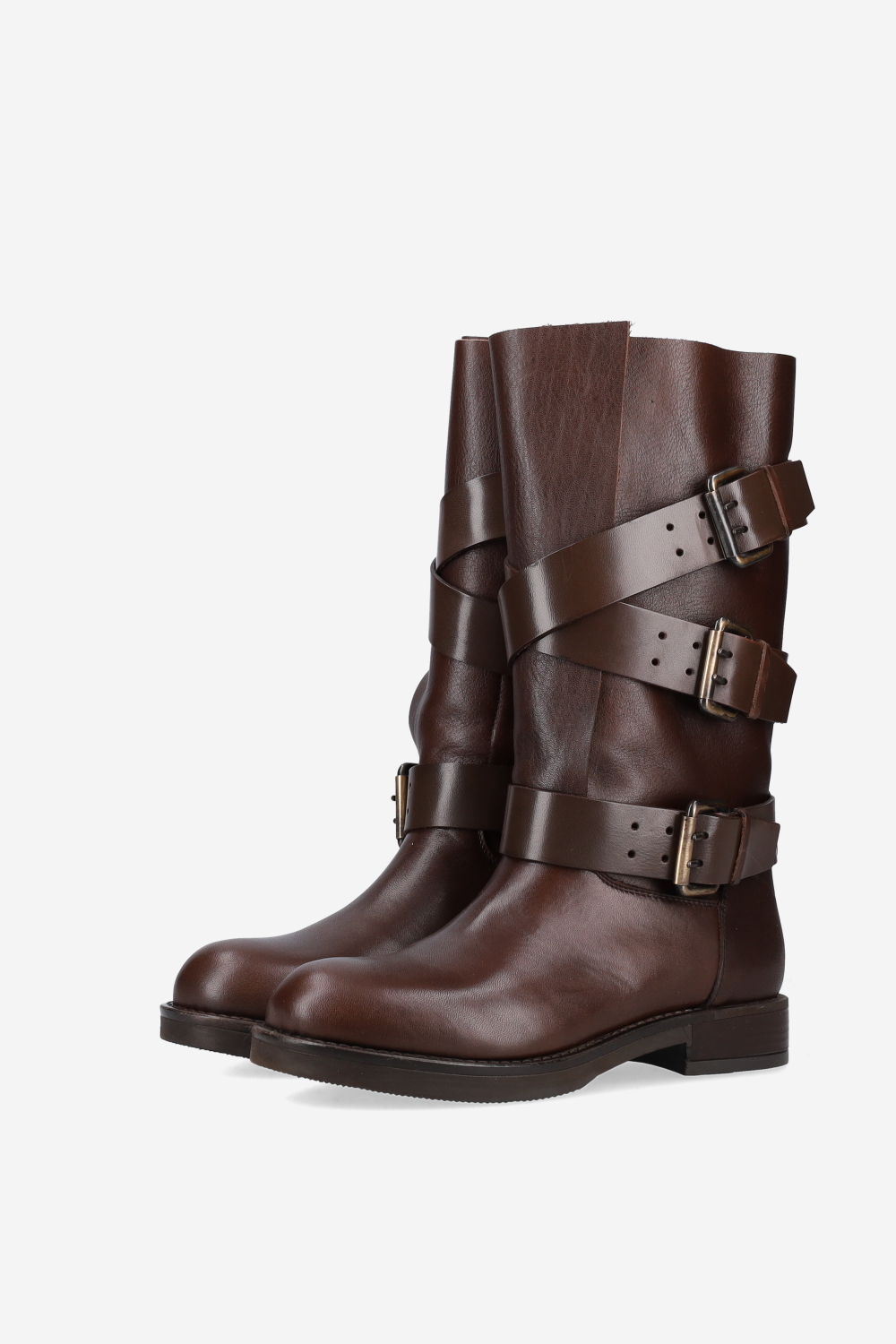 Buckled leather boots