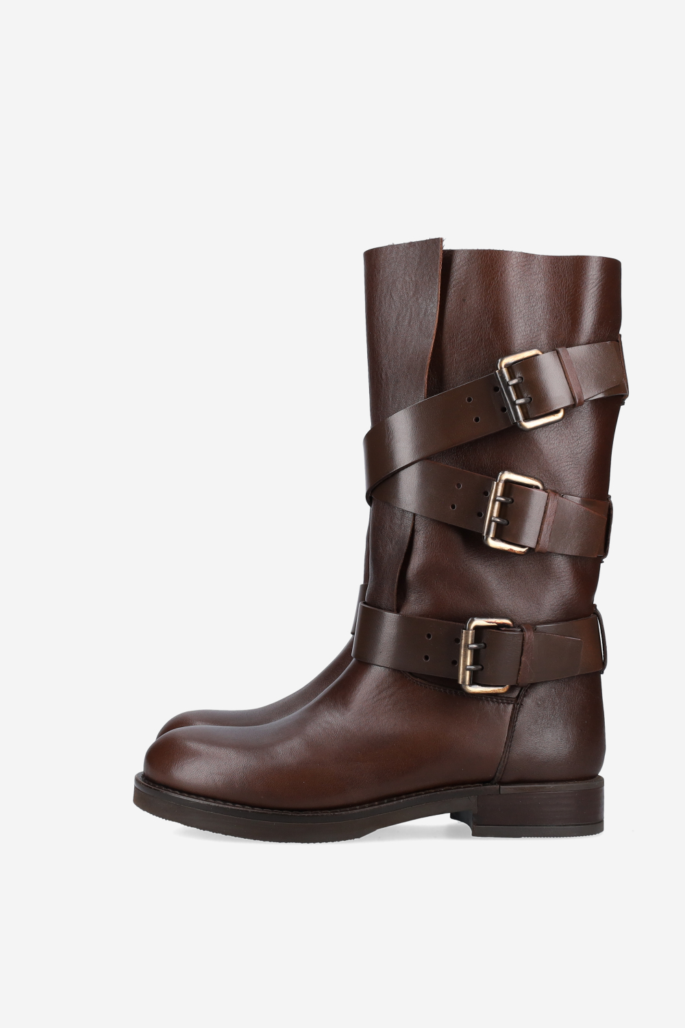 Buckled leather boots