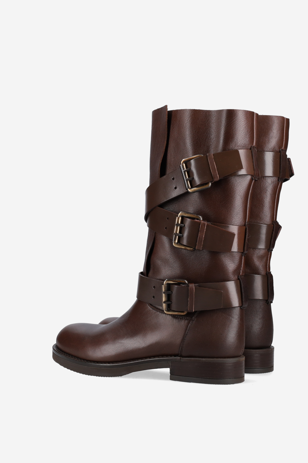 Buckled leather boots