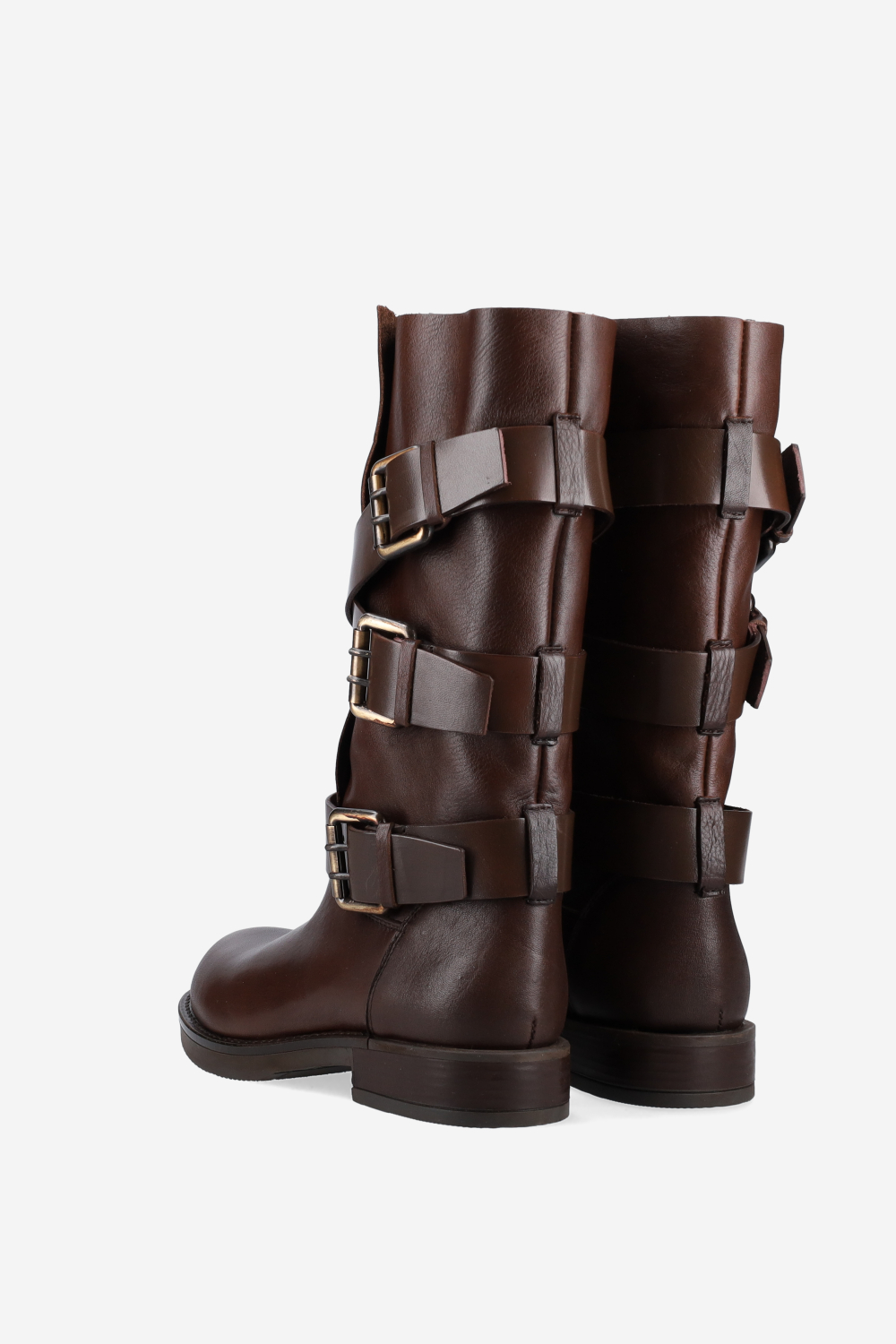 Buckled leather boots