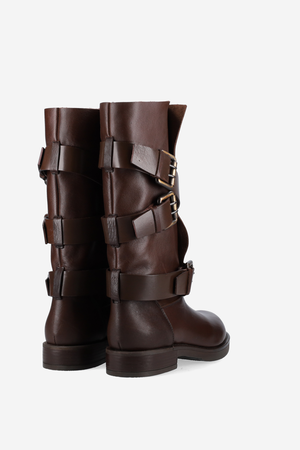 Buckled leather boots