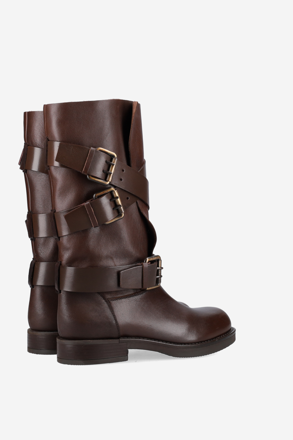 Buckled leather boots