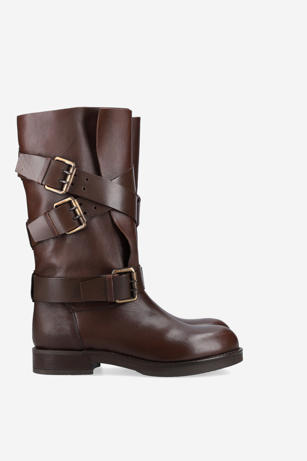 Buckled leather boots