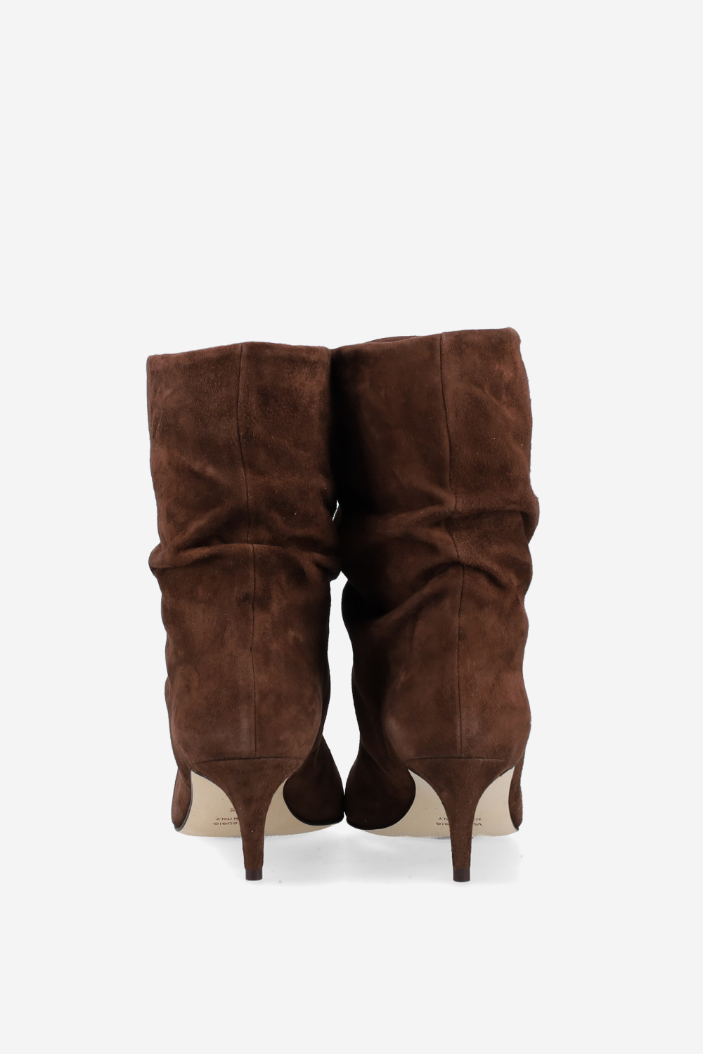Pointed-toe draped suede ankle boots