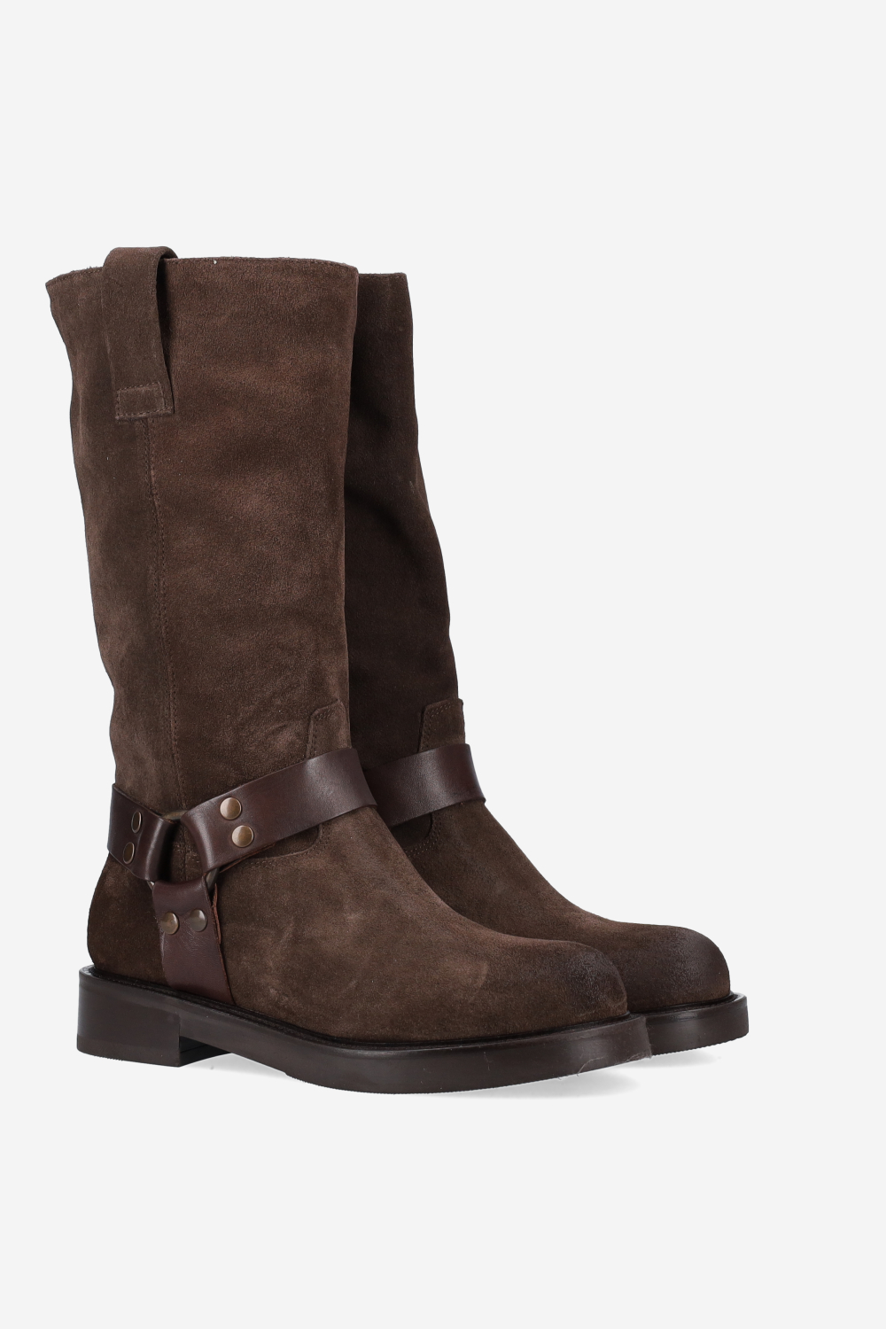 Buckled suede boots