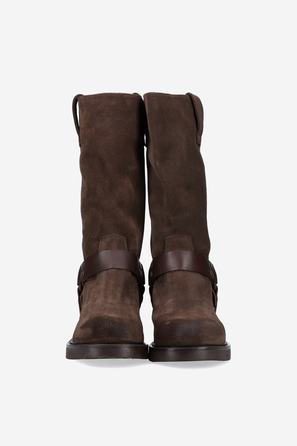 Buckled suede boots