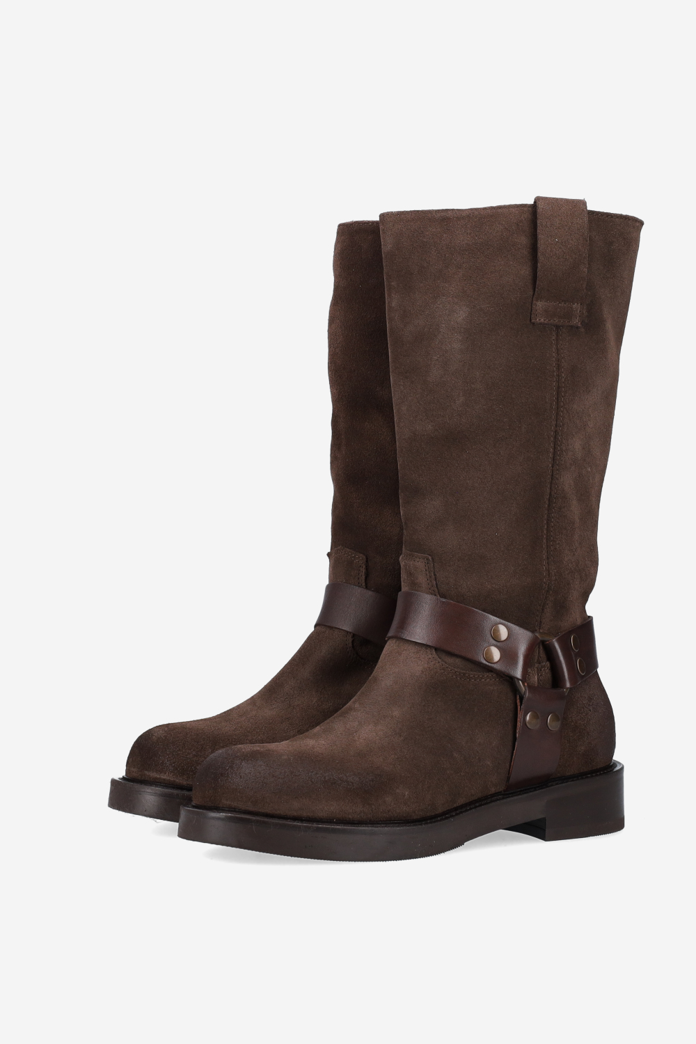 Buckled suede boots