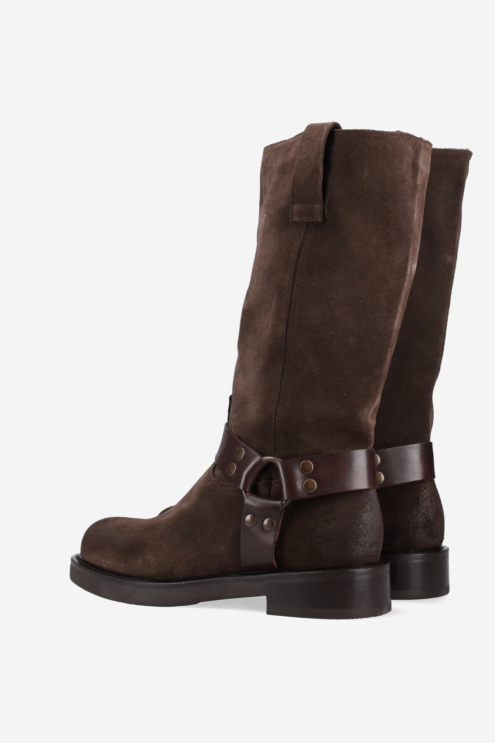 Buckled suede boots