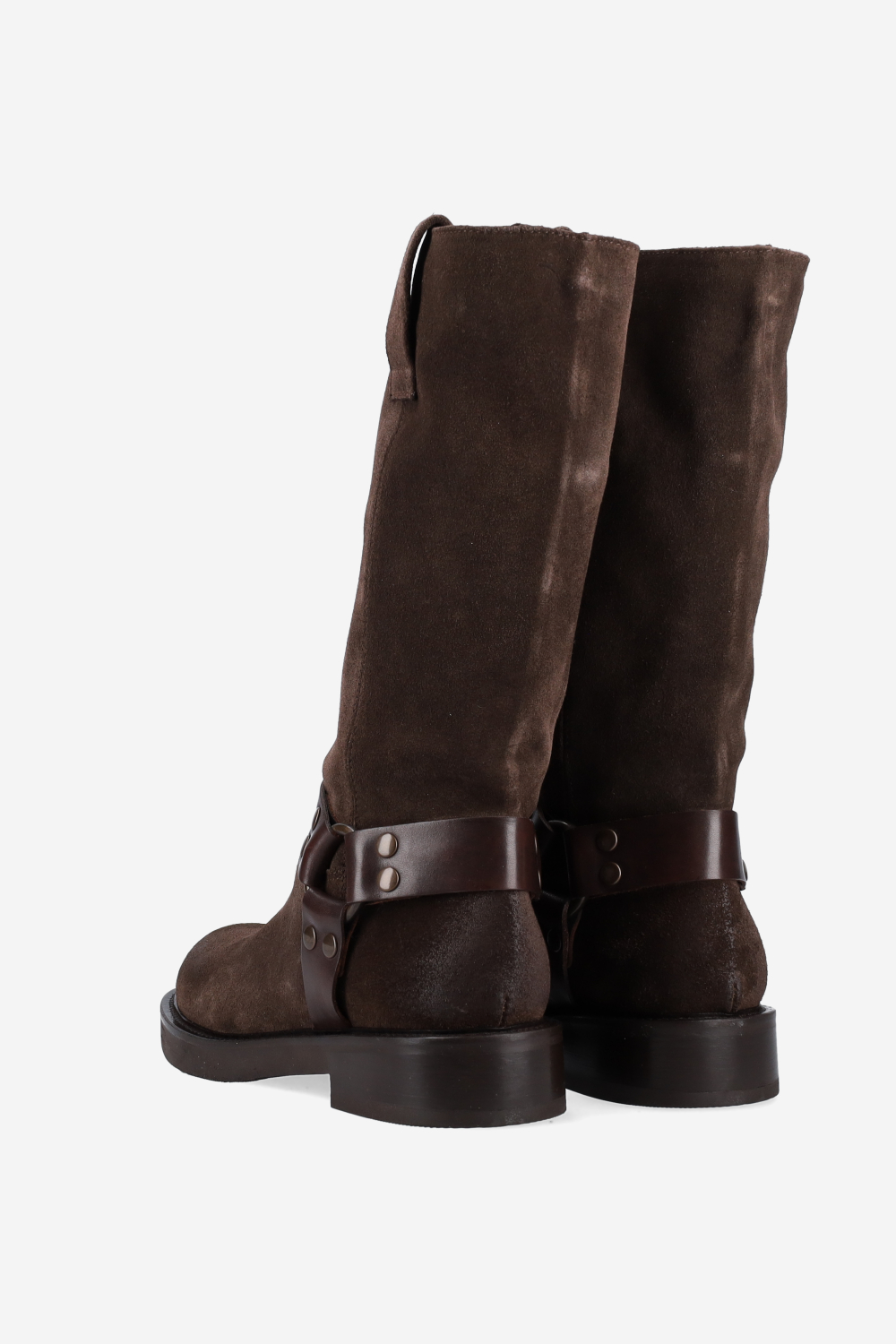 Buckled suede boots