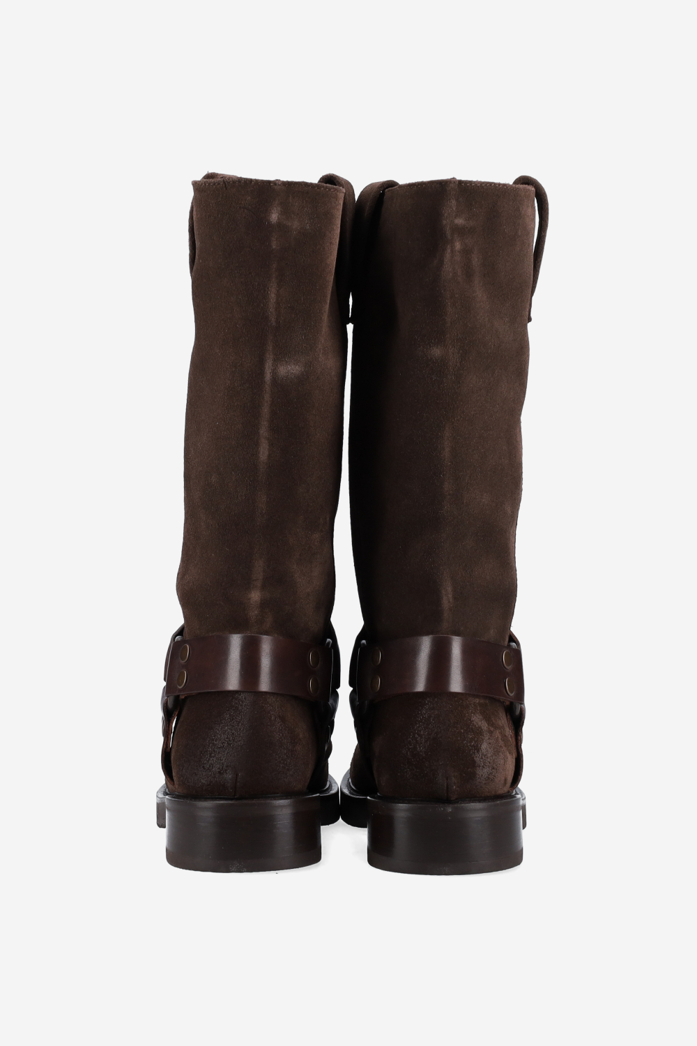 Buckled suede boots