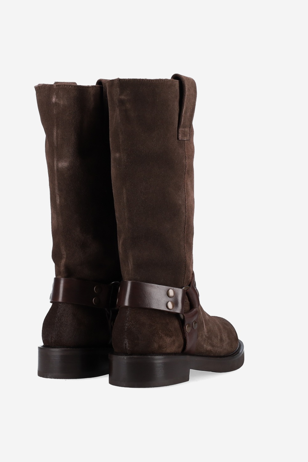 Buckled suede boots