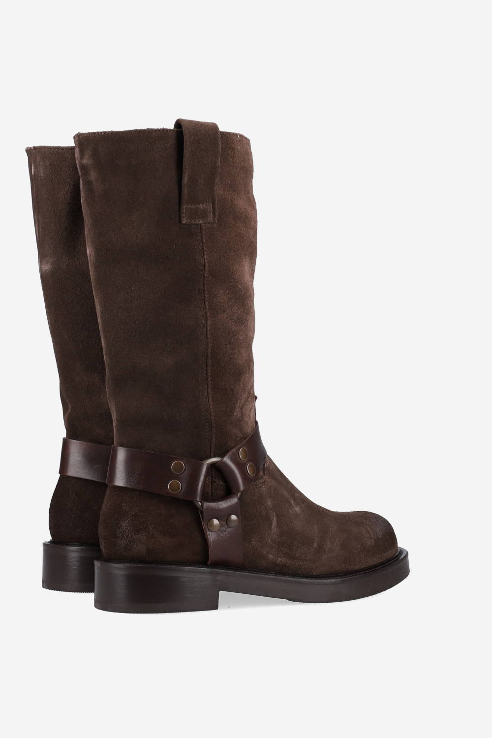 Buckled suede boots