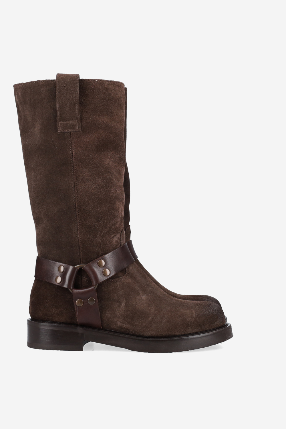 Buckled suede boots