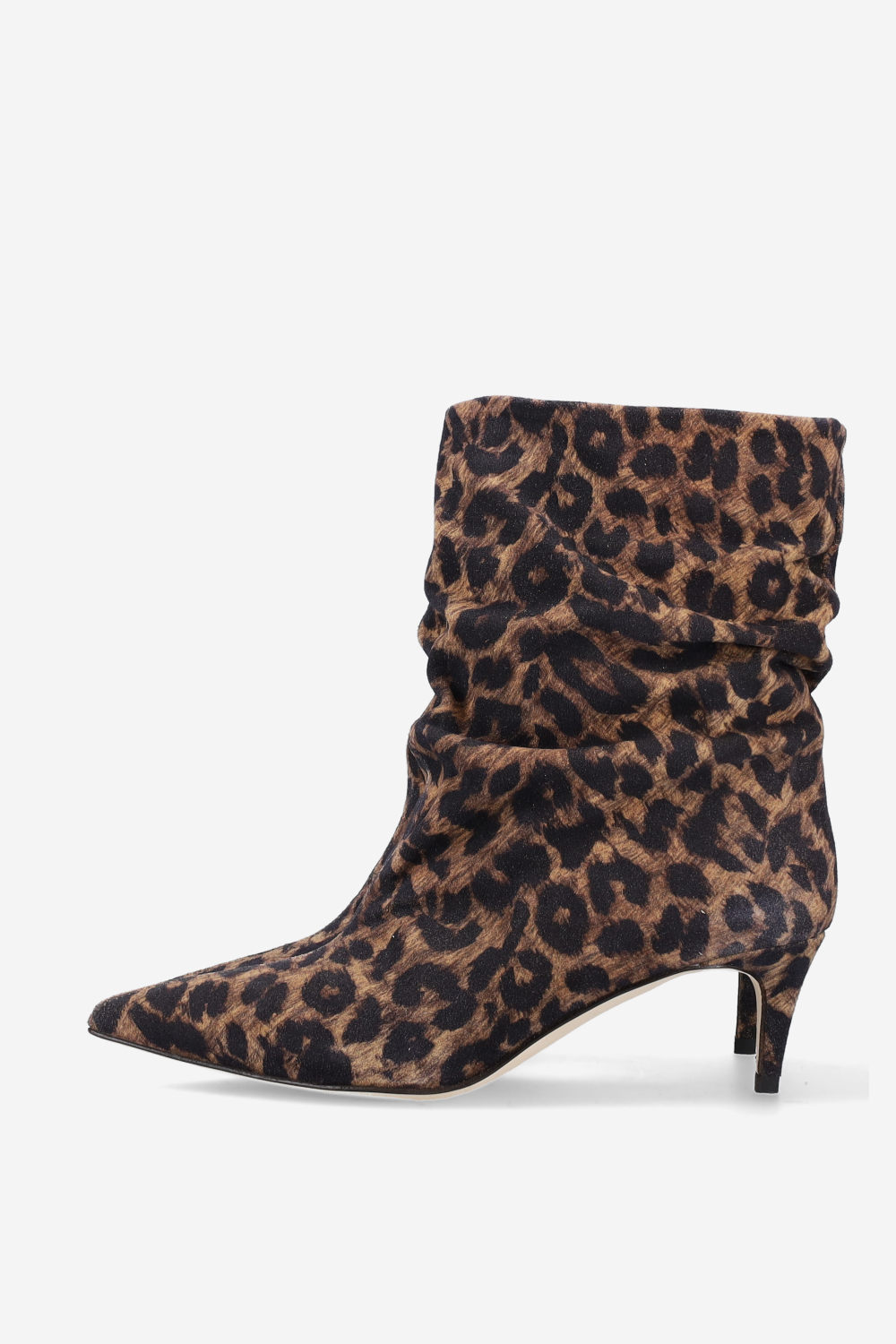 Pointed-toe draped suede ankle boots