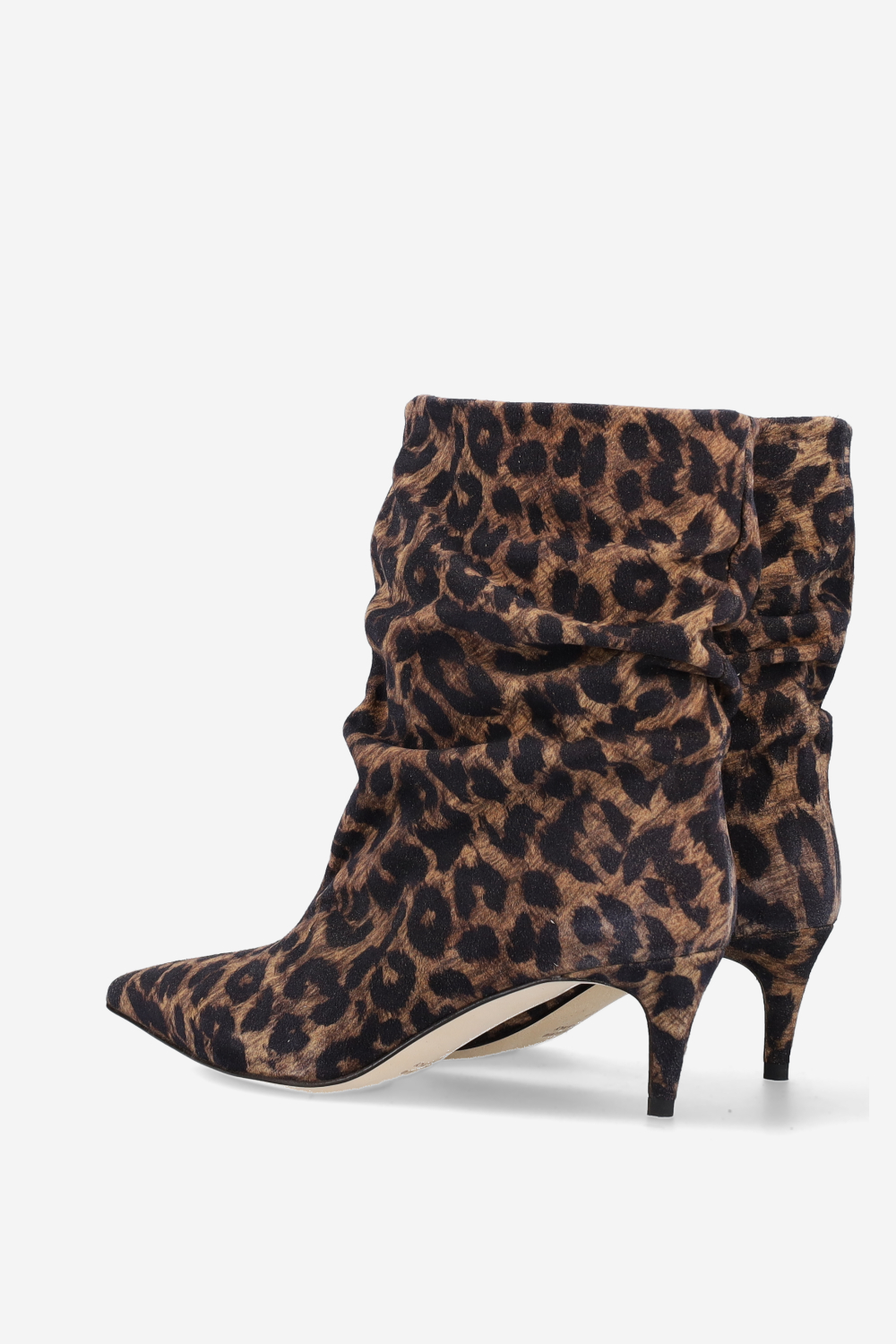 Pointed-toe draped suede ankle boots