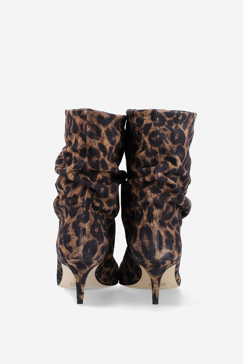 Pointed-toe draped suede ankle boots