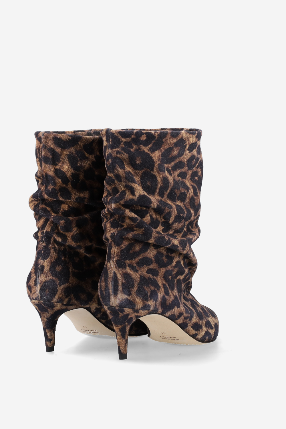 Pointed-toe draped suede ankle boots