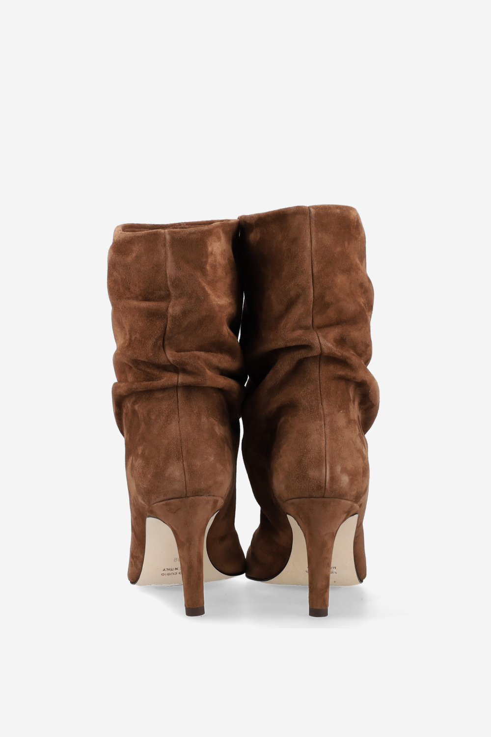 Pointed-toe draped suede ankle boots