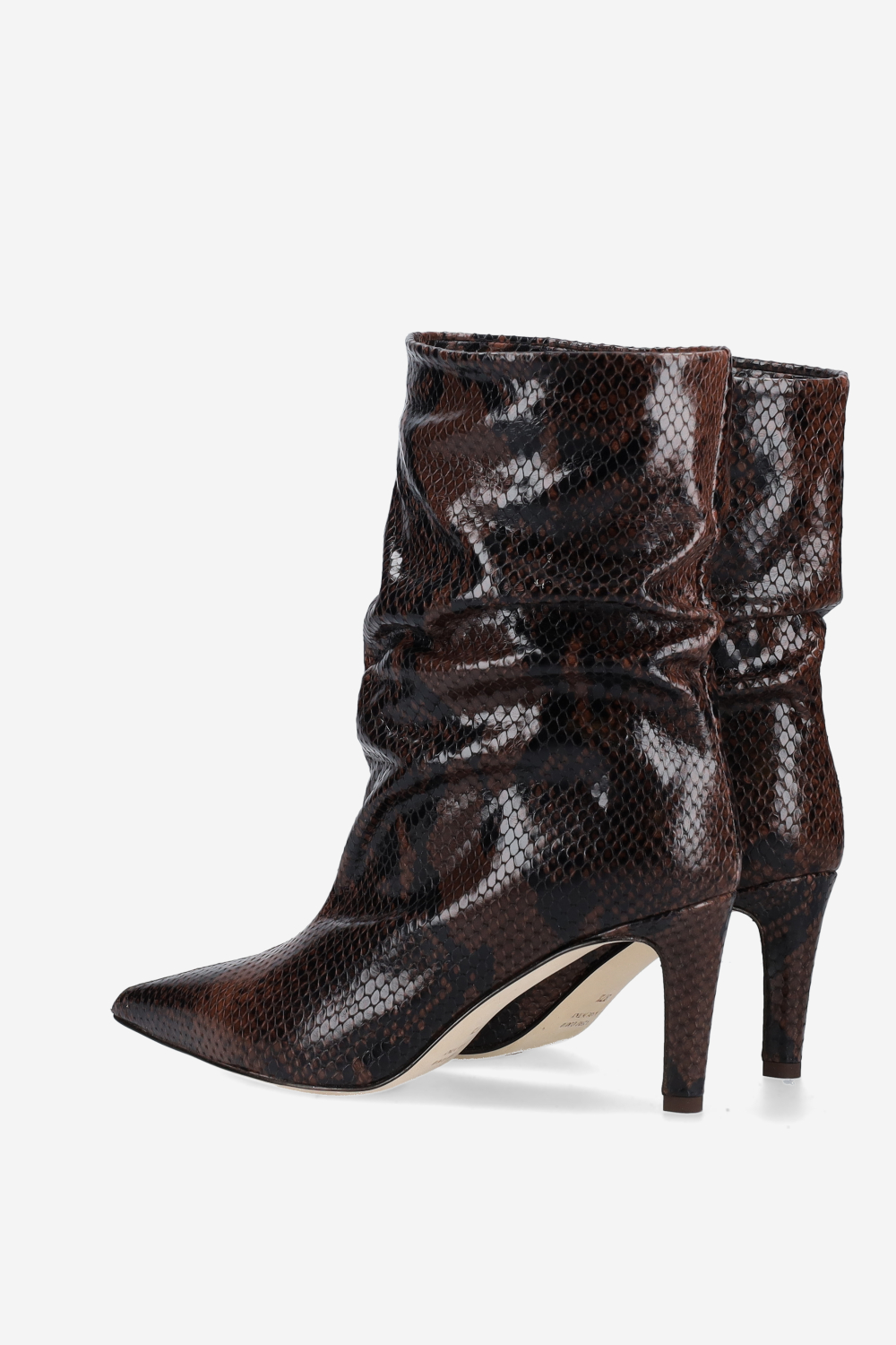 Pointed-toe draped leather ankle boots