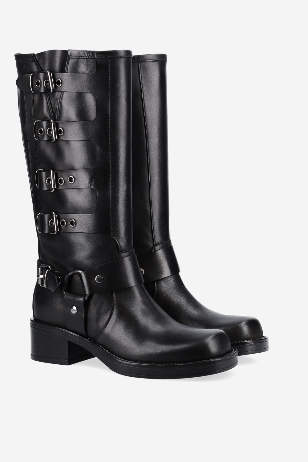 Buckled leather boots