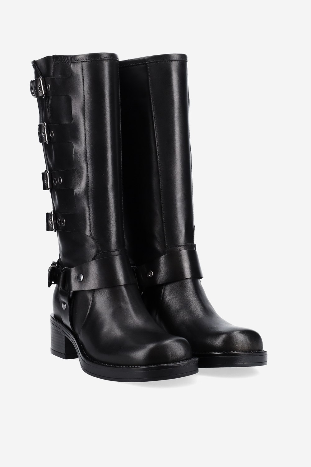 Buckled leather boots
