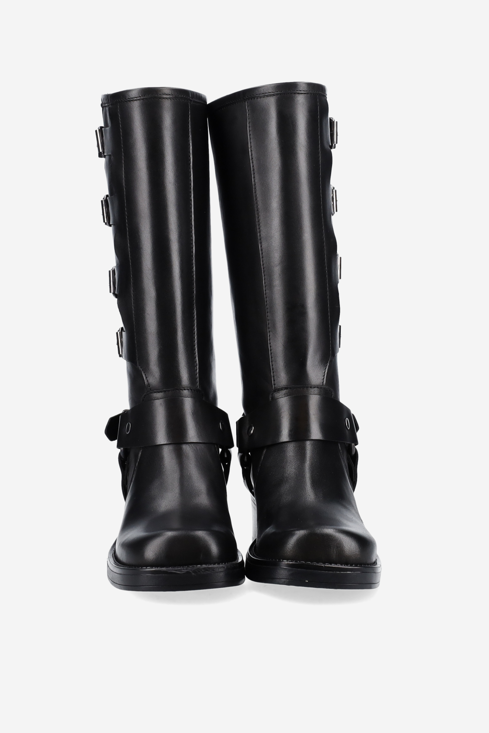 Buckled leather boots