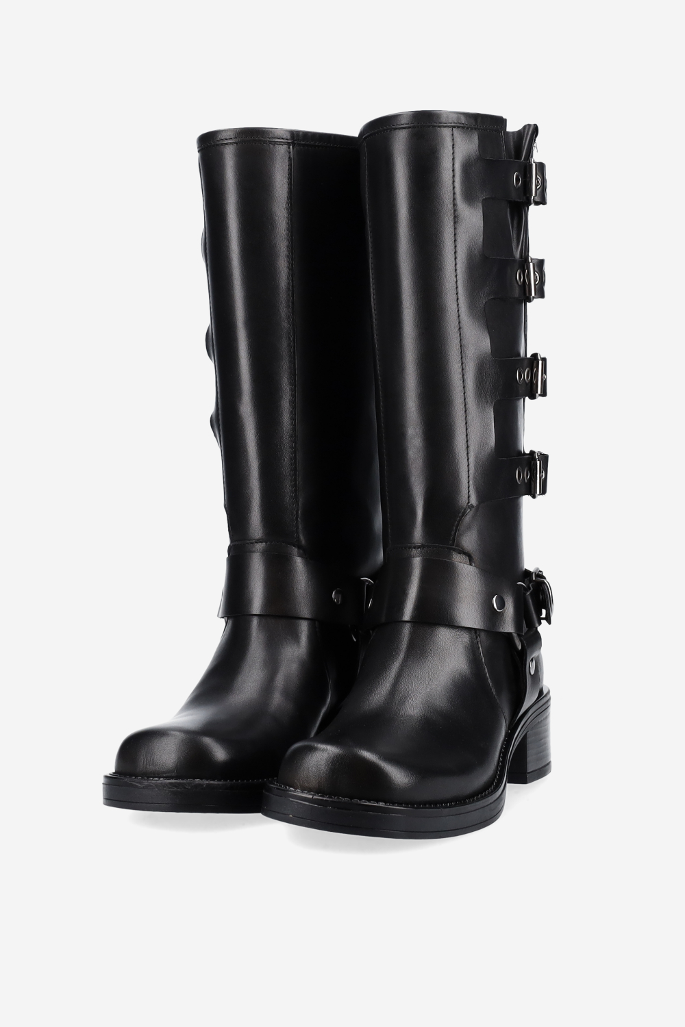Buckled leather boots