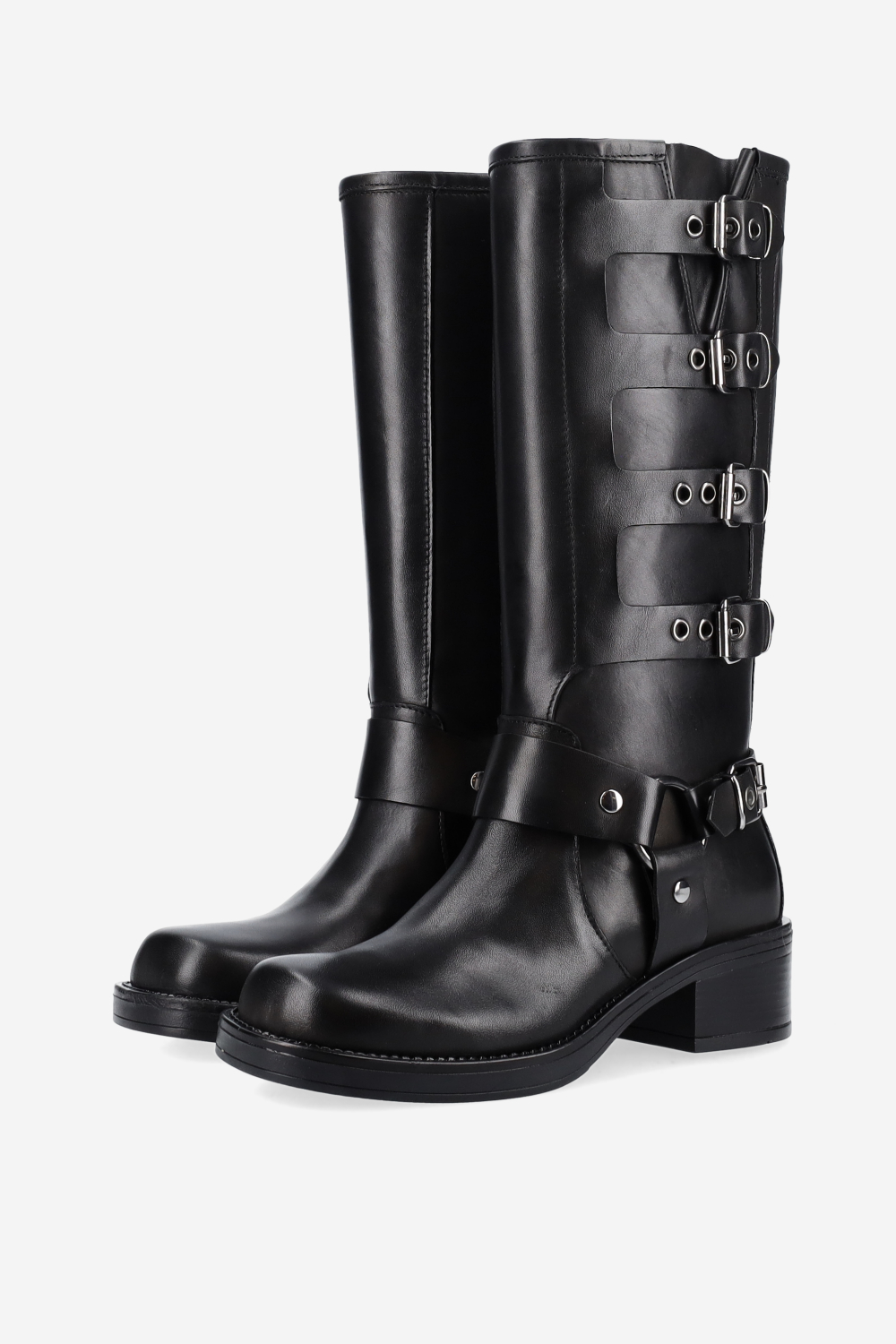 Buckled leather boots