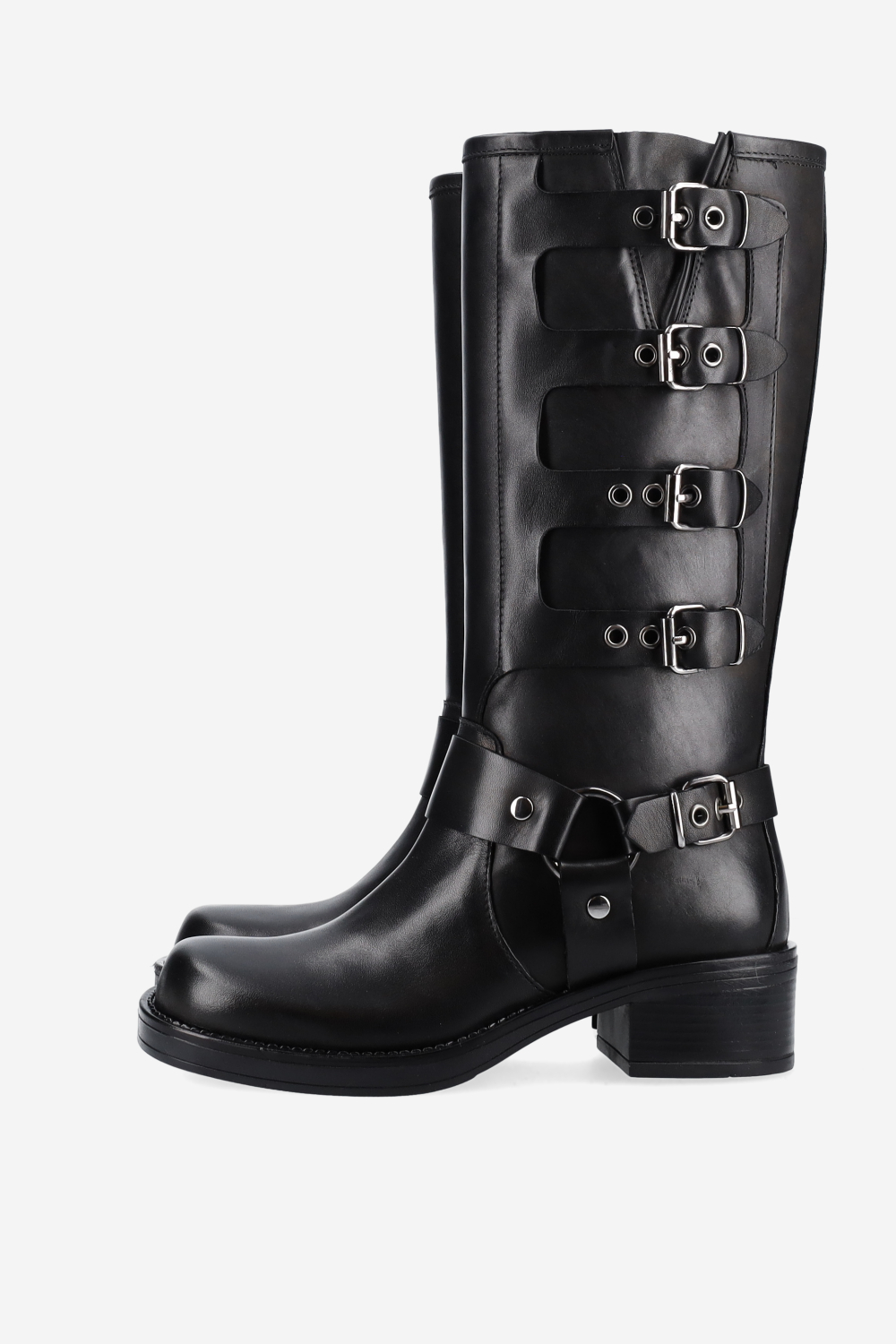 Buckled leather boots