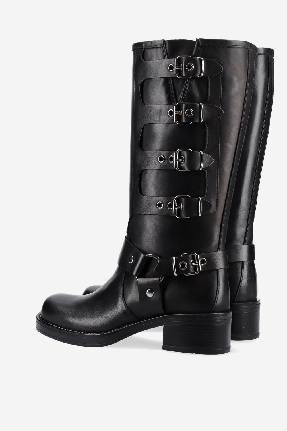 Buckled leather boots