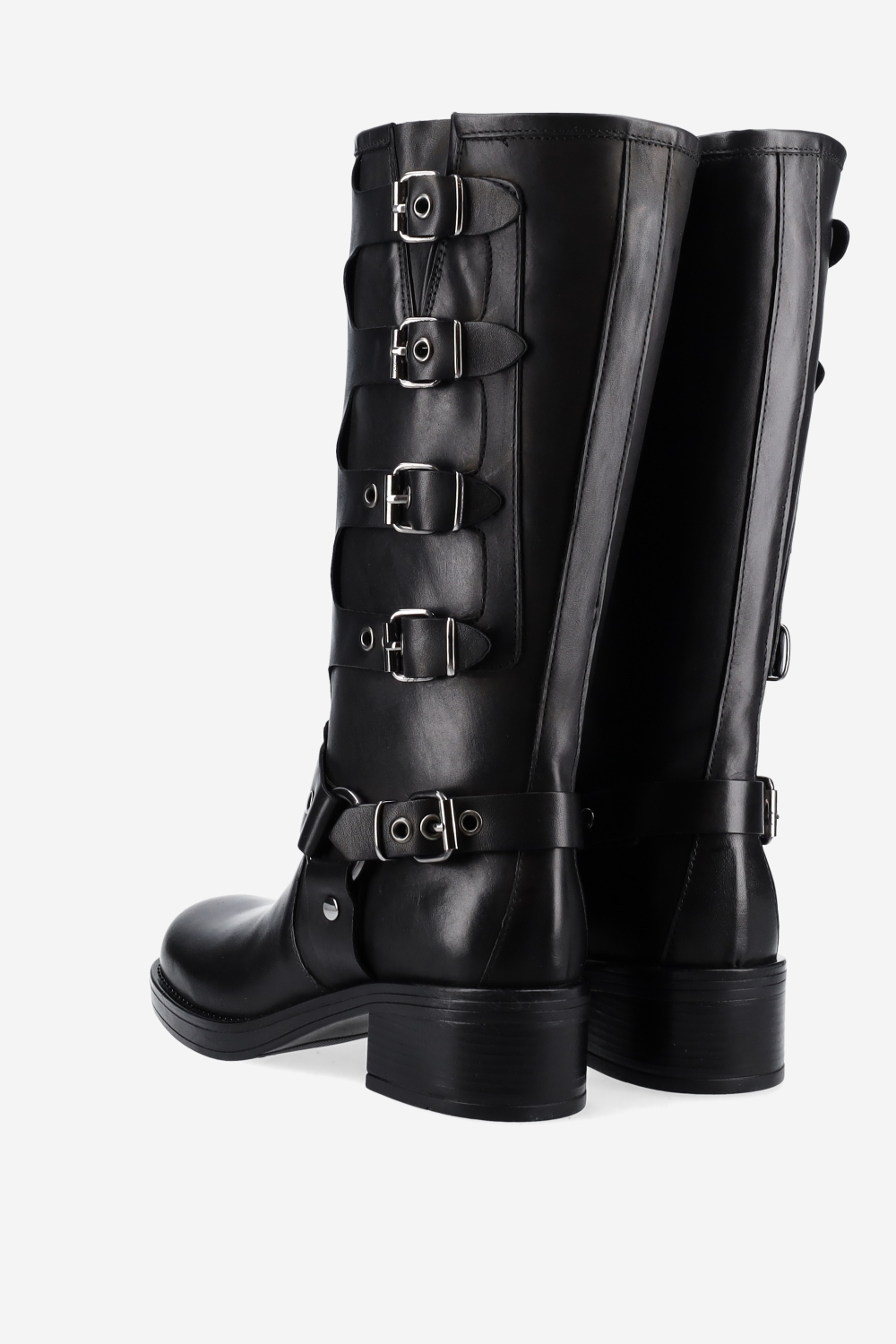 Buckled leather boots