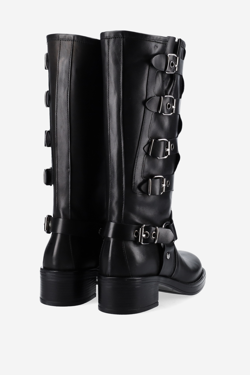 Buckled leather boots