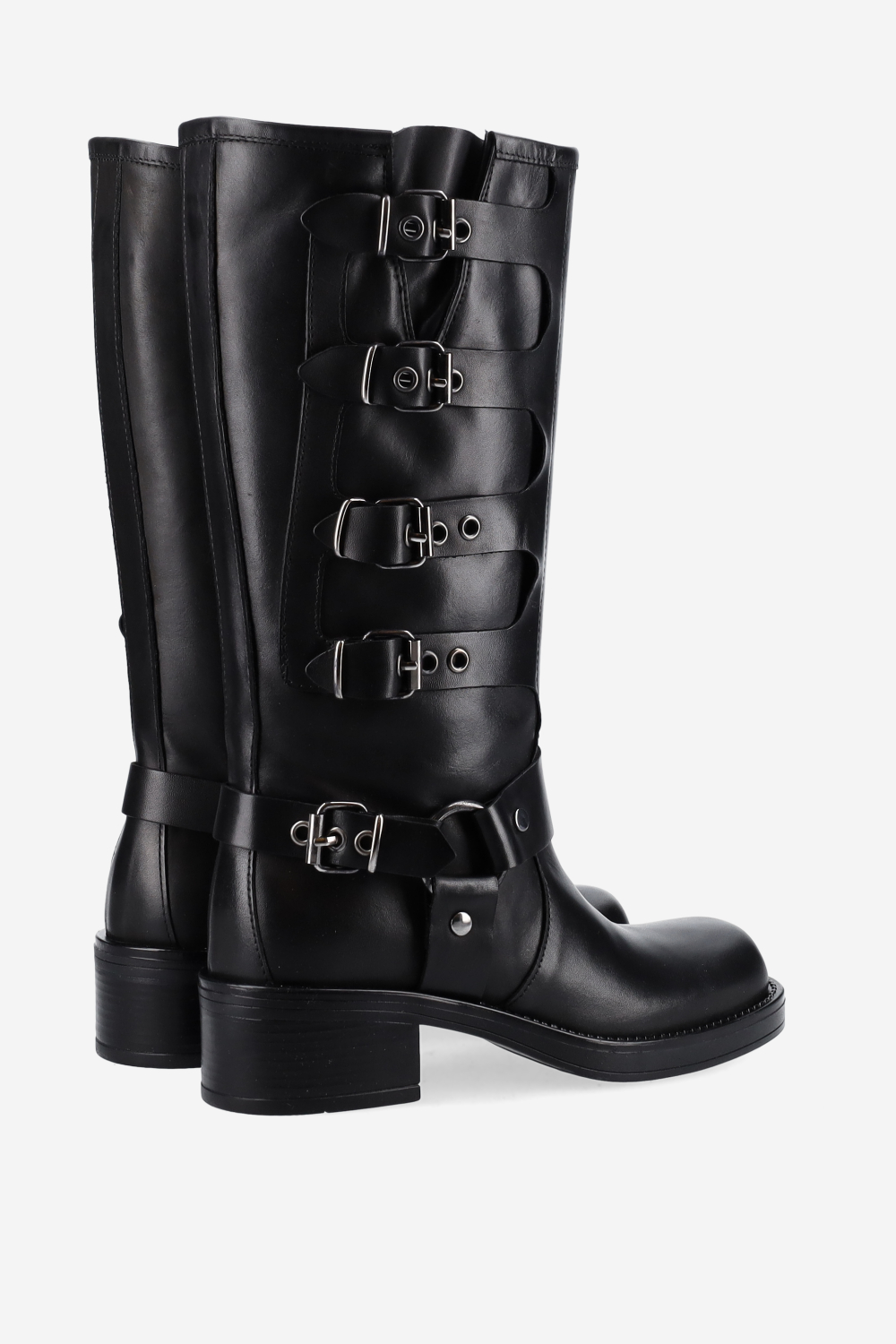 Buckled leather boots