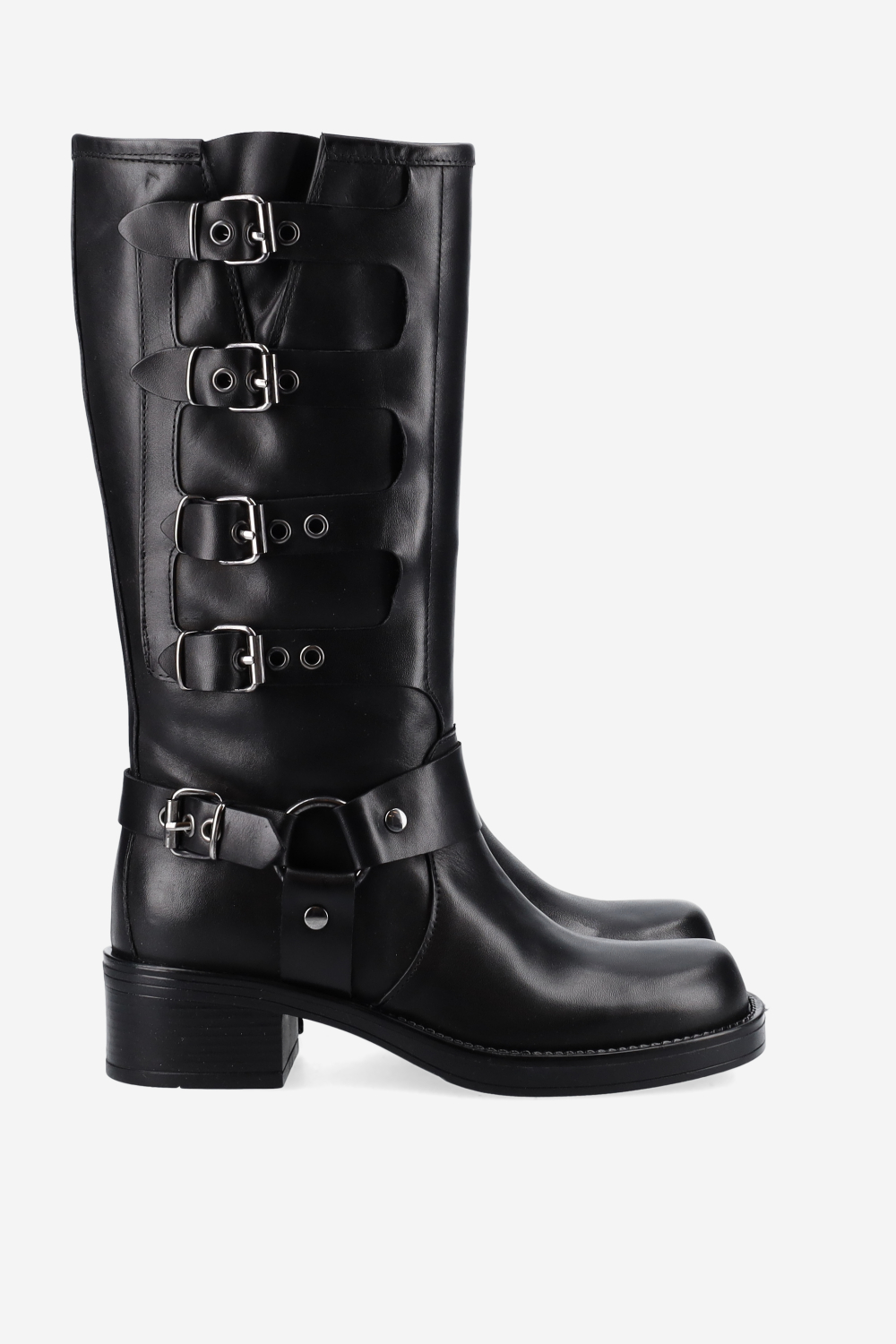Buckled leather boots