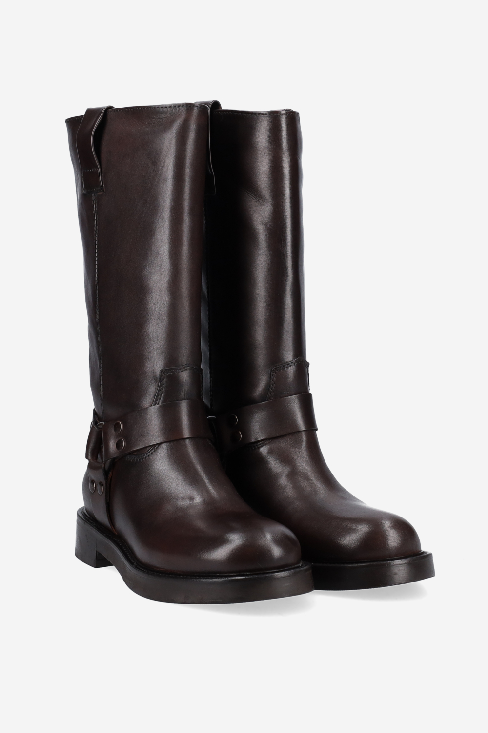 Buckled leather boots