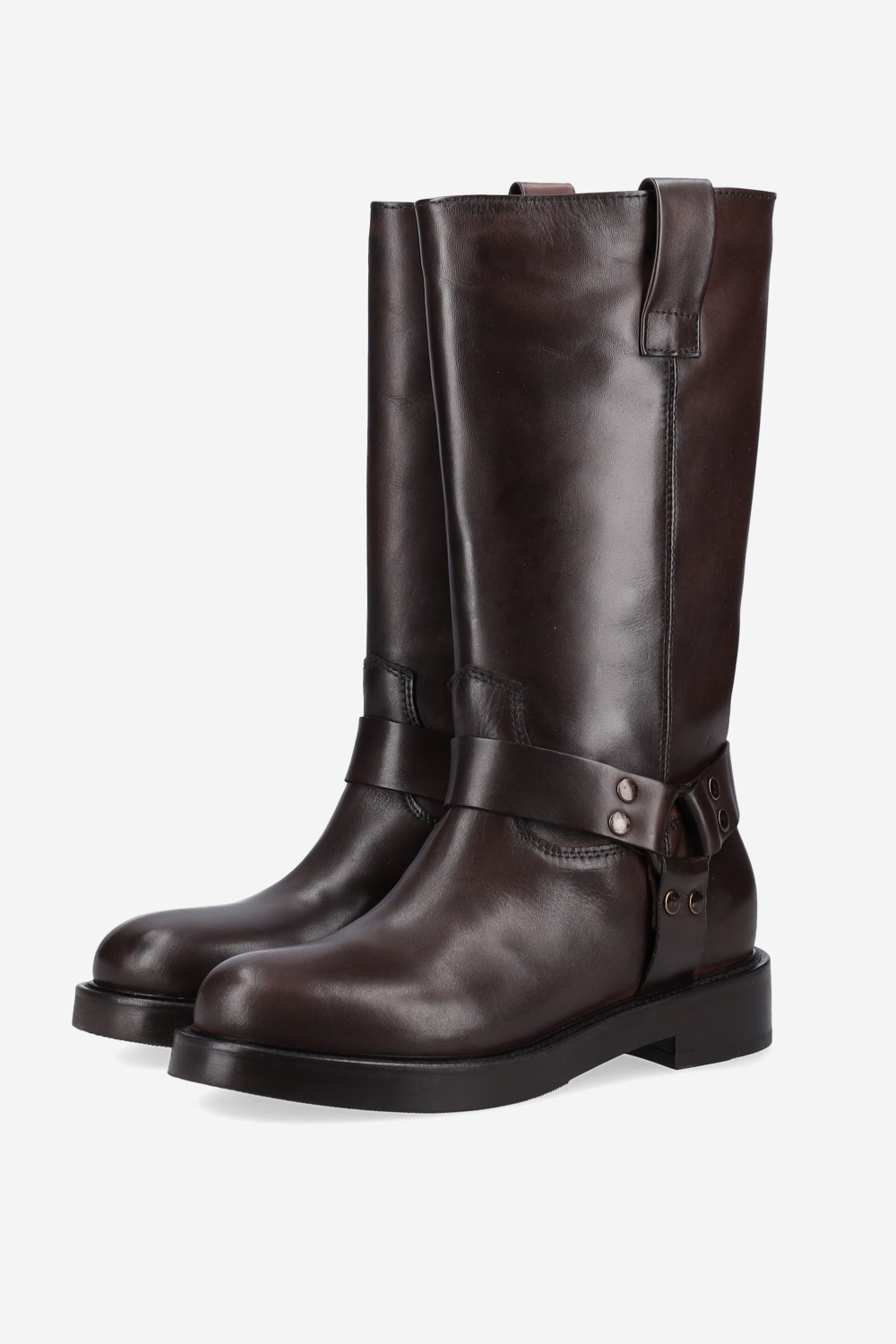 Buckled leather boots