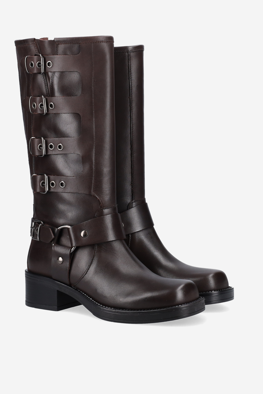 Buckled leather boots