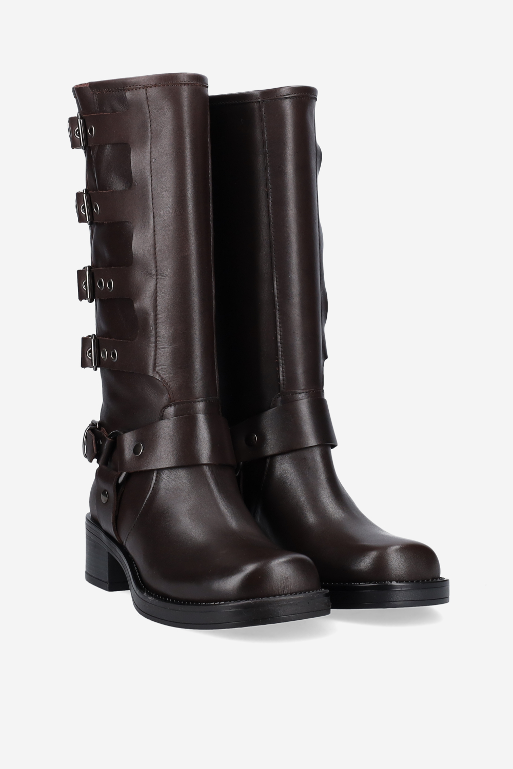 Buckled leather boots