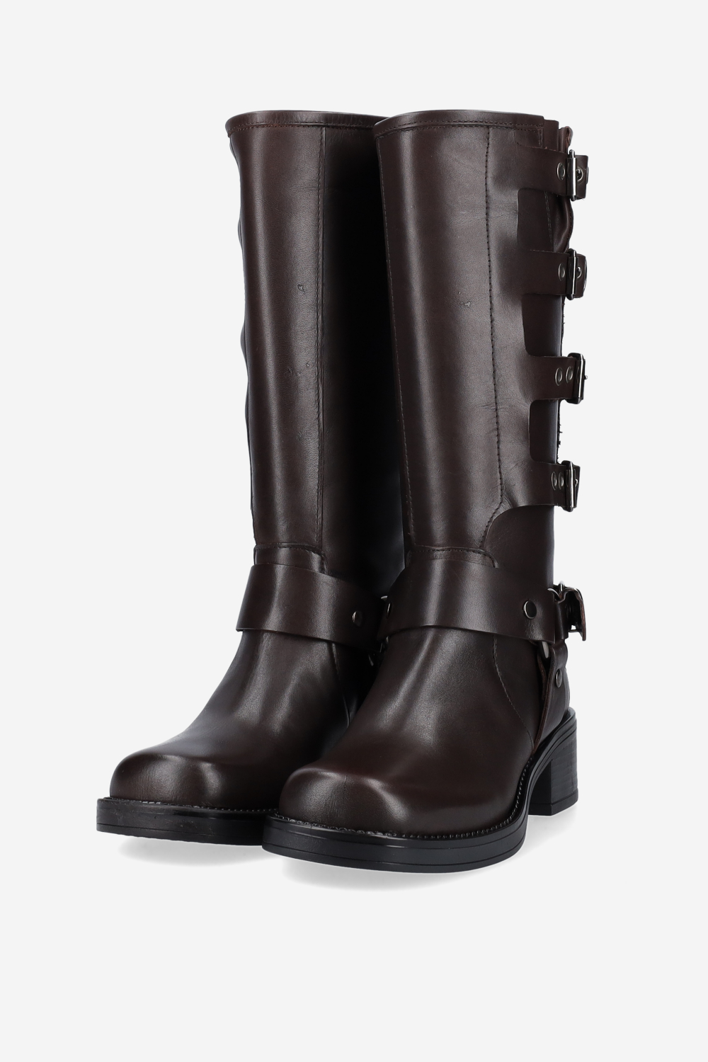 Buckled leather boots