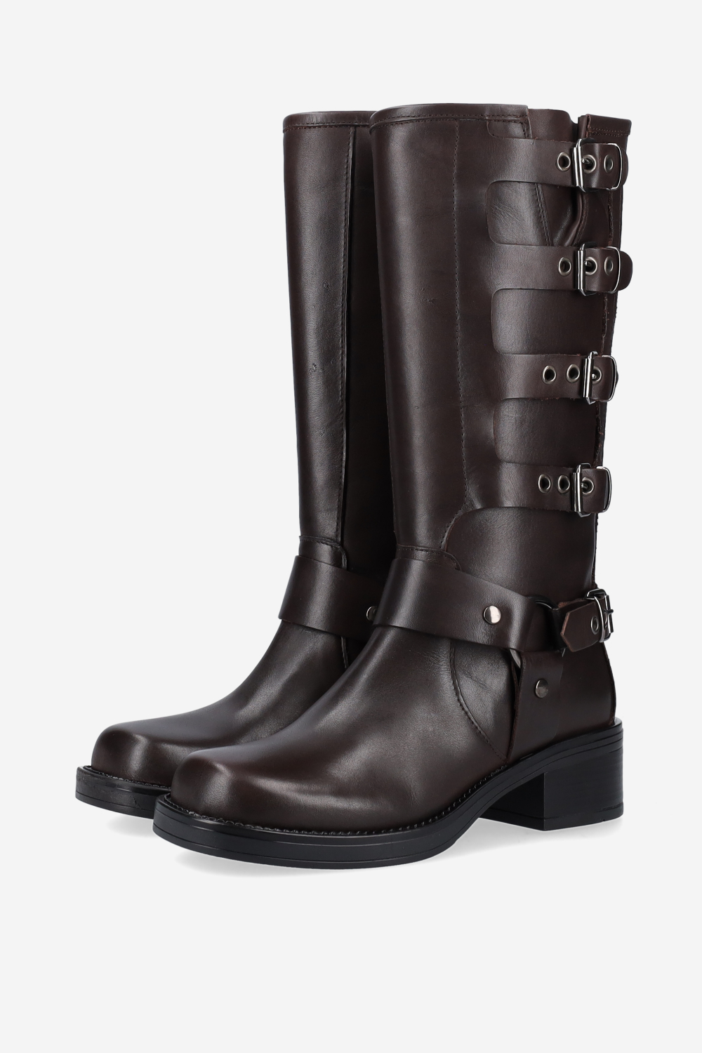 Buckled leather boots