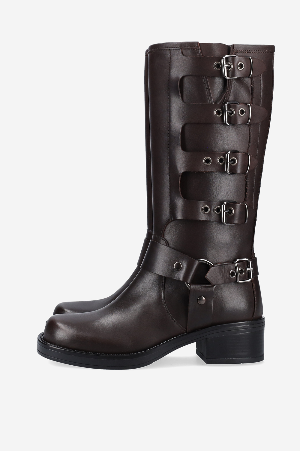 Buckled leather boots