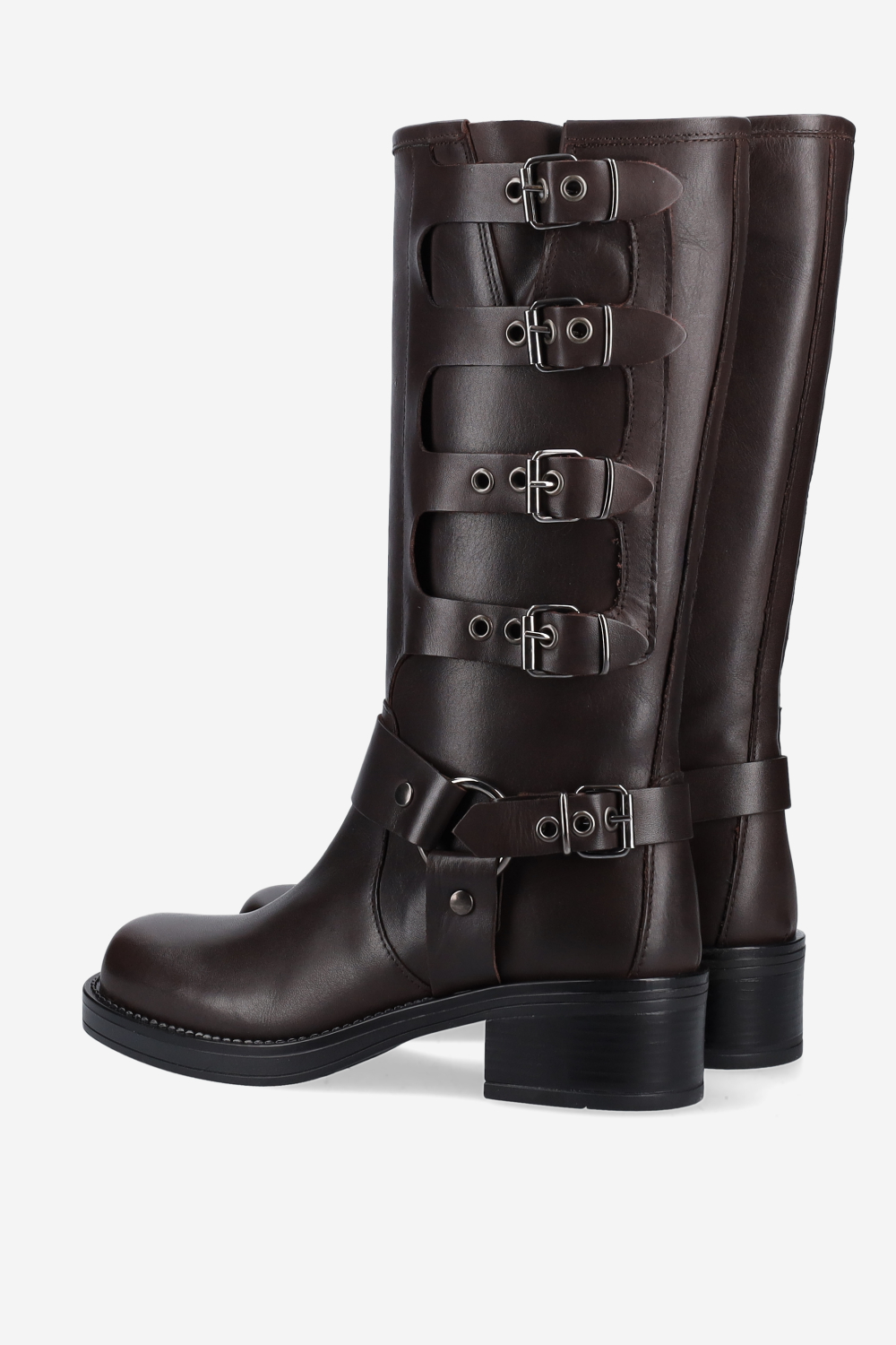 Buckled leather boots