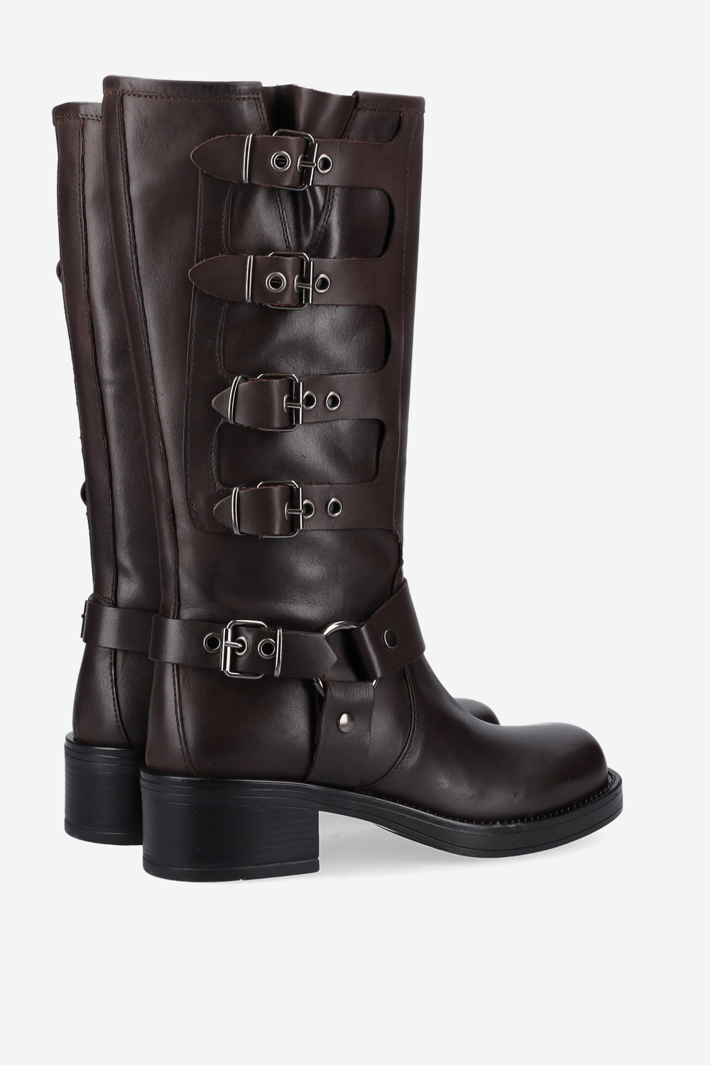 Buckled leather boots