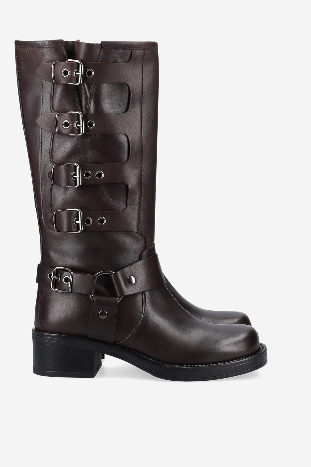 Buckled leather boots