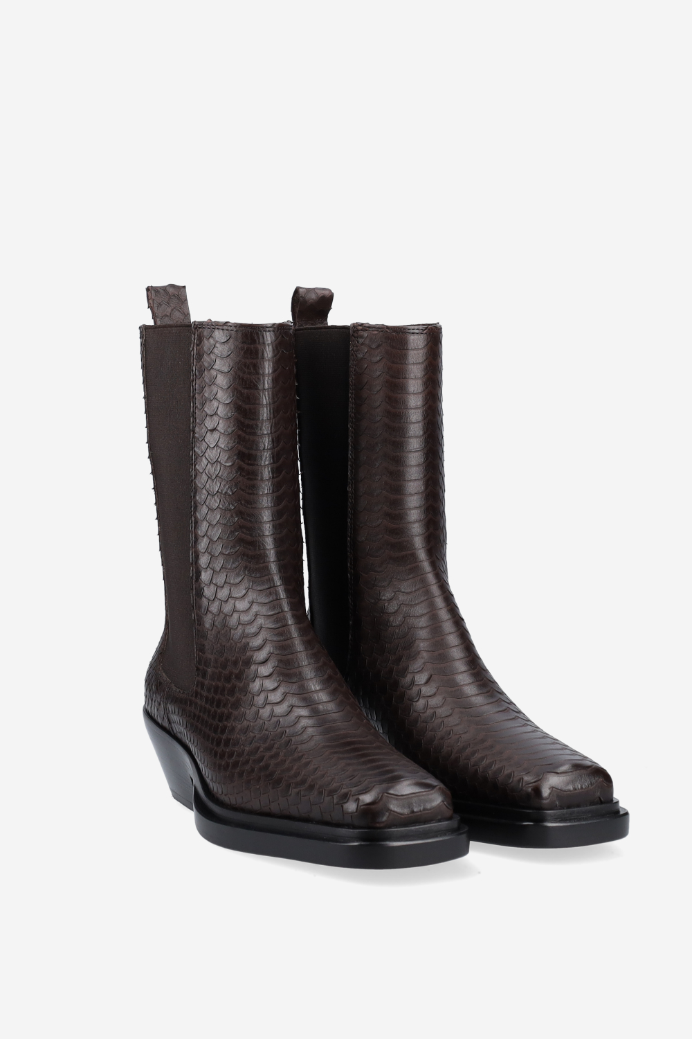 Texas tea croco leather ankle boots